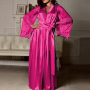 Lace Patchwork Silk Dressing Gown: Elegant and Sensual Nightwear for Women